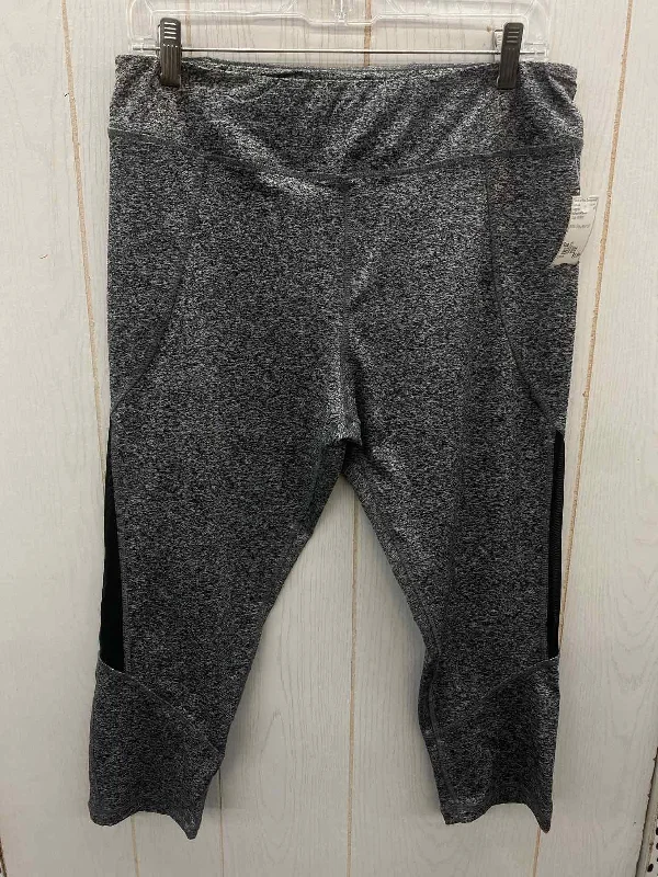 Adrienne Vittadini Gray Womens Size XL Leggings Trendy Foil Finish Leggings