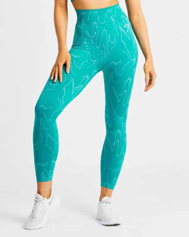 Velocity Seamless Leggings - Turquoise Comfortable Lounge Leggings