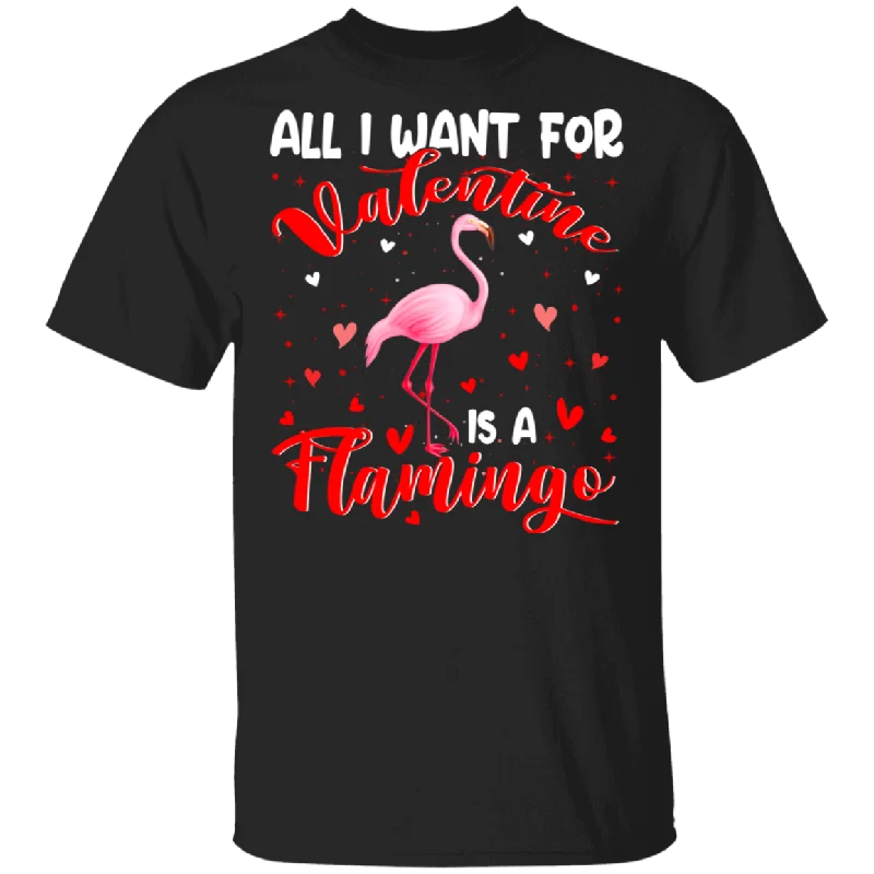 All I Want For Valentine Is A Flamingo T-Shirt Polka Dot Checkered Tartan