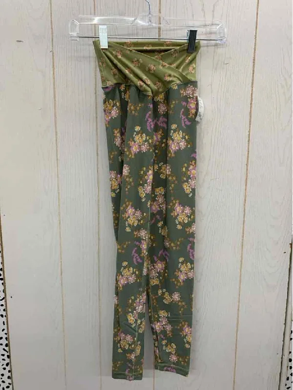 AERIE Green Womens Size XS Leggings Fashionable Embroidered Detail Leggings