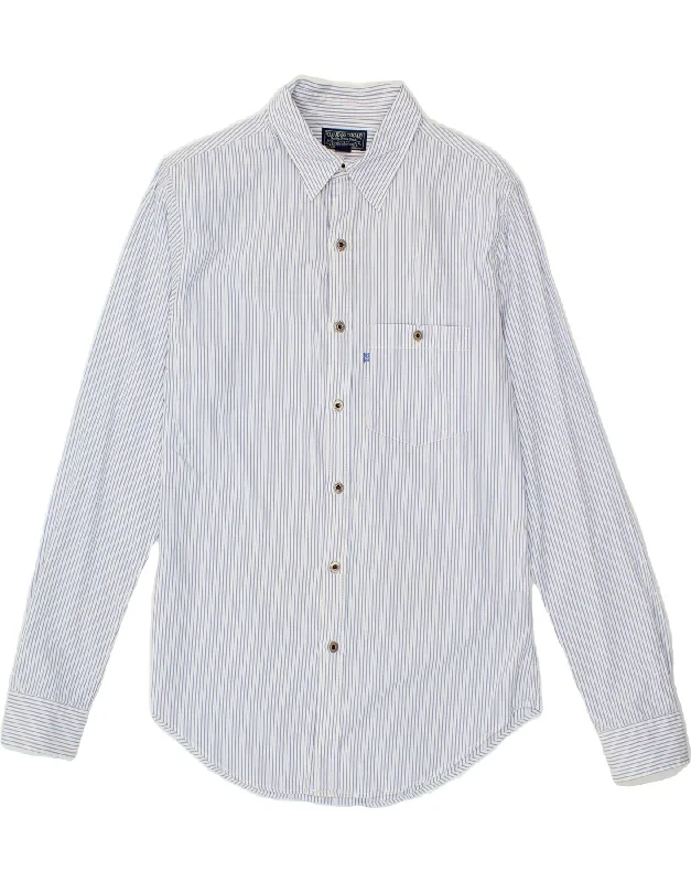 RALPH LAUREN Mens Shirt Small Blue Pinstripe Cotton Faux Fur Fabric Real Fur Fabric Shearling Fabric RALPH LAUREN Mens Shirt Small Blue Pinstripe Cotton Faux Fur Fabric Real Fur Fabric Shearling Fabric