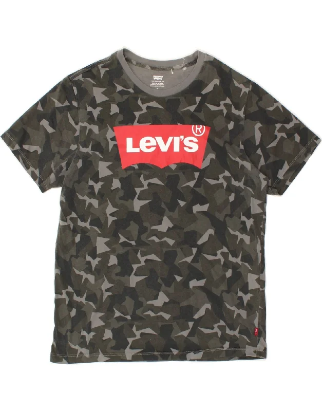 LEVI'S Mens Graphic T-Shirt Top Medium Khaki Camouflage Cotton Ribbed T-Shirt High Neck Heavyweight LEVI'S Mens Graphic T-Shirt Top Medium Khaki Camouflage Cotton Ribbed T-Shirt High Neck Heavyweight