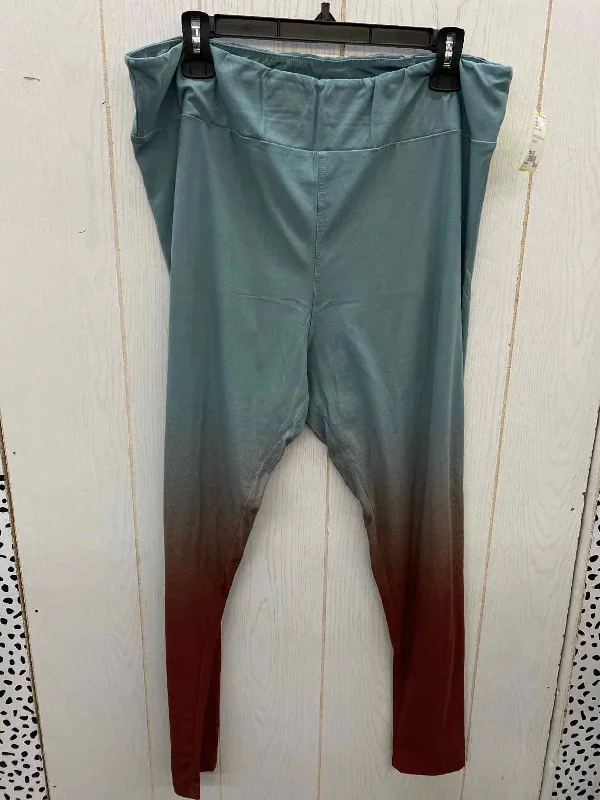 Lularoe Green Womens Size 2X Leggings Stylish Printed Stretch Leggings