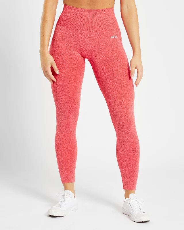 Empower Seamless Leggings - Coral Red Marl Elegant Velvet Leggings