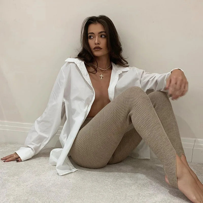 Wjczt Beige Ribbed Knit Leggings Women High Waist Cotton Fitness Basic Pants Casual Spring New All-Match Female Skinny Leggings Comfortable Slip-On Compression Leggings Wjczt Beige Ribbed Knit Leggings Women High Waist Cotton Fitness Basic Pants Casual Spring New All-Match Female Skinny Leggings Comfortable Slip-On Compression Leggings