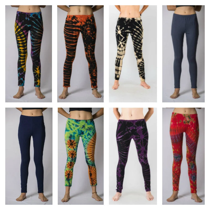 Assorted set of 5 Womens Super Soft Tie Dye Leggings Multi Cozy Full-Length Workout Leggings