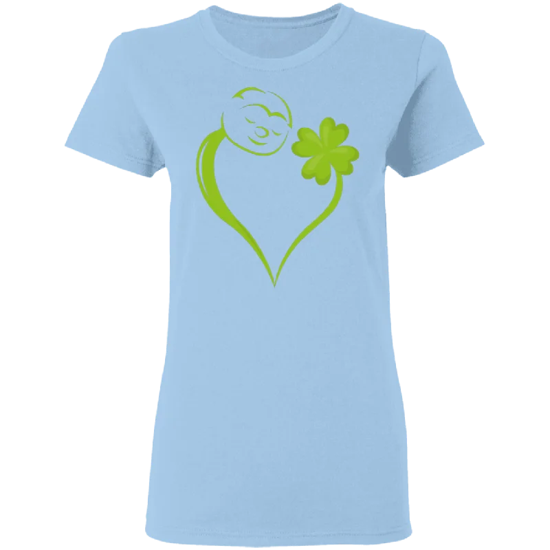 Dabbing Shamrock Sloth Heart St Patrick's Day Irish Gifts Ladies T-Shirt Striped Floral Plaid