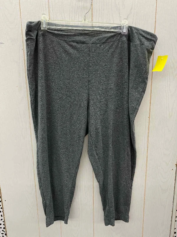 Terra & Sky Gray Womens Size 20/22W Leggings Elegant Stretchy Faux Leather Leggings