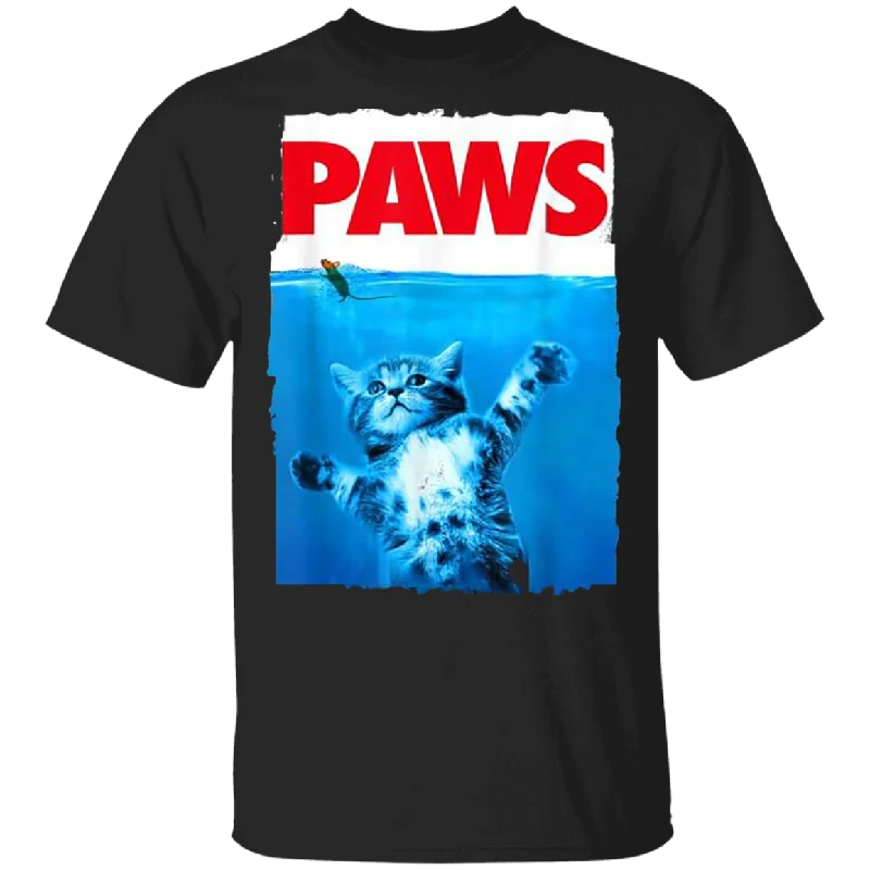 Paws Cat and Mouse Top Funny Cat Paws T-Shirt Asymmetrical Pockets Print