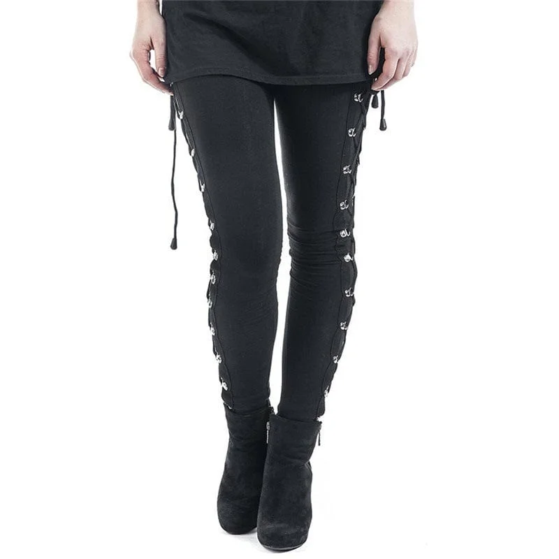 Women's Punk Lace-up Leggings Cozy Yoga Compression Leggings