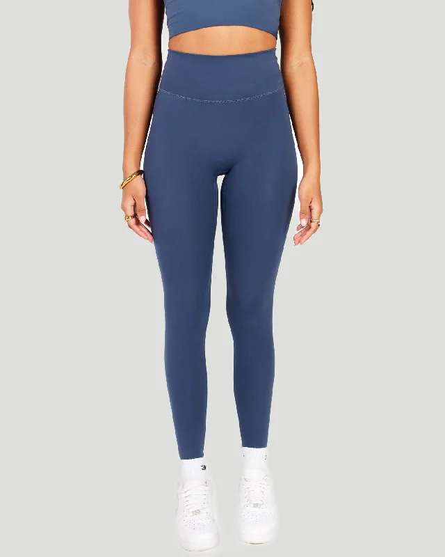 Aura SF Leggings - Soft Navy Trendy Flared Leggings