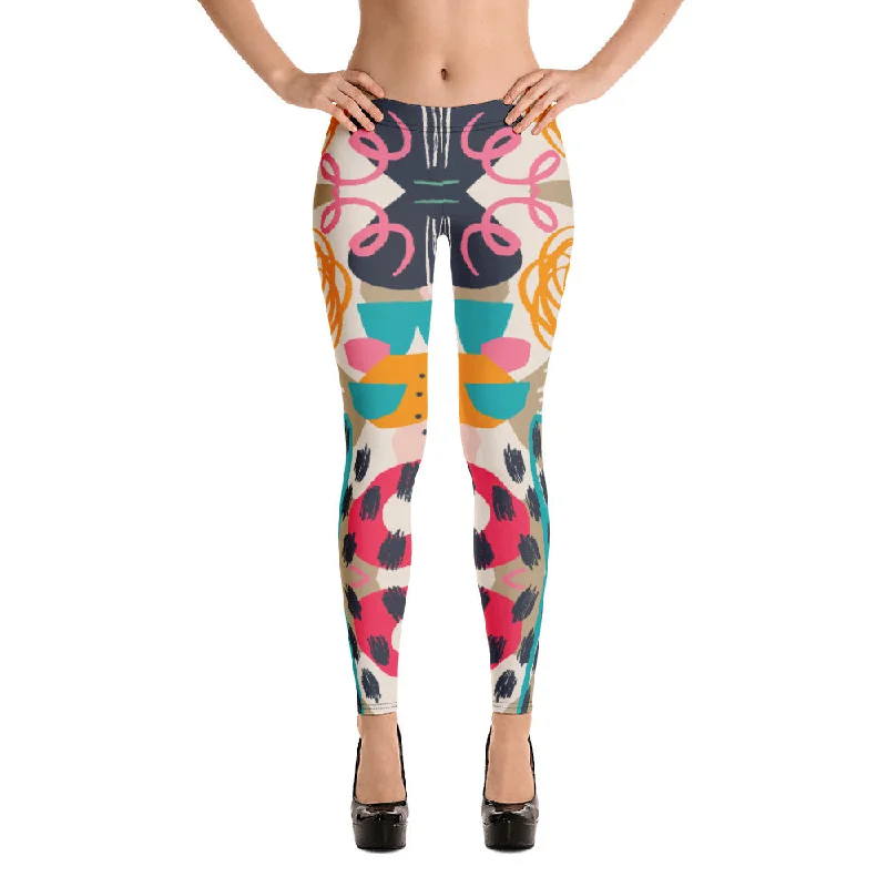 Abstract contemporary seamless pattern circles Leggings Comfortable Power Mesh Leggings