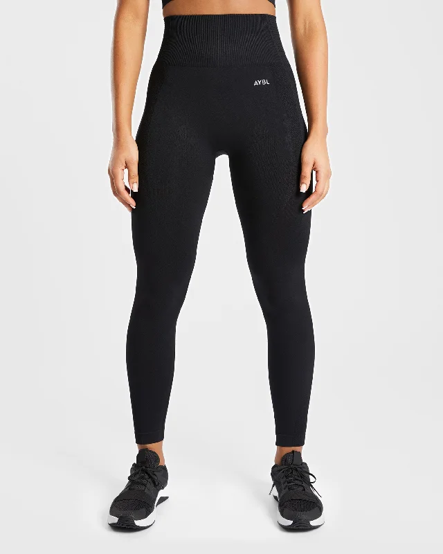 Balance V2 Seamless Leggings - Black Cozy Mid-Rise Workout Leggings