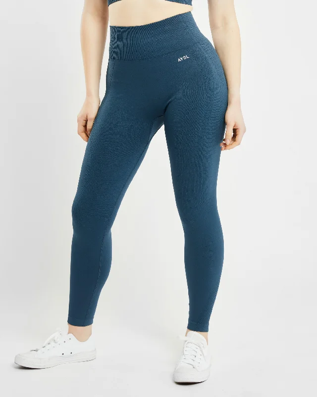 Balance V2 Seamless Leggings - Marine Blue Elegant Metallic Leggings