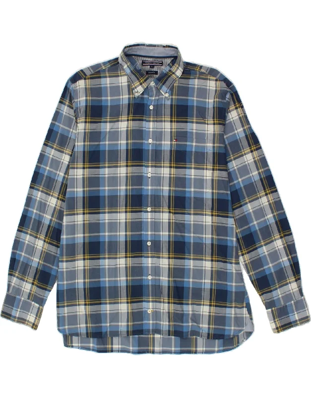 TOMMY HILFIGER Mens Comfort Fit Shirt XL Blue Check Cotton Front Pockets Side Pockets Patch Pockets TOMMY HILFIGER Mens Comfort Fit Shirt XL Blue Check Cotton Front Pockets Side Pockets Patch Pockets
