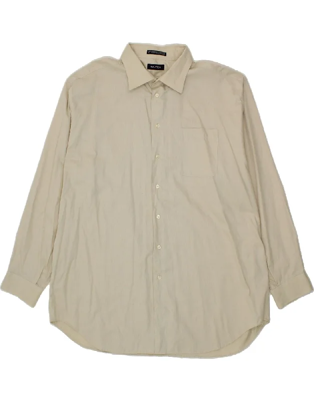 NAUTICA Mens Shirt Size 19 3XL Off White Cotton Welt Pockets Slit Pockets Flap Pockets NAUTICA Mens Shirt Size 19 3XL Off White Cotton Welt Pockets Slit Pockets Flap Pockets
