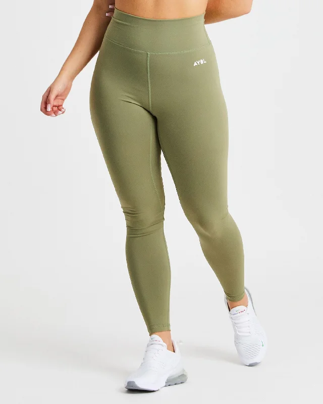 Core Leggings - Olive Trendy Mesh Leggings