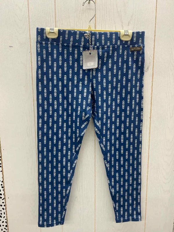 Matilda Jane Blue Womens Size M Leggings Comfortable Ribbed Waistband Leggings
