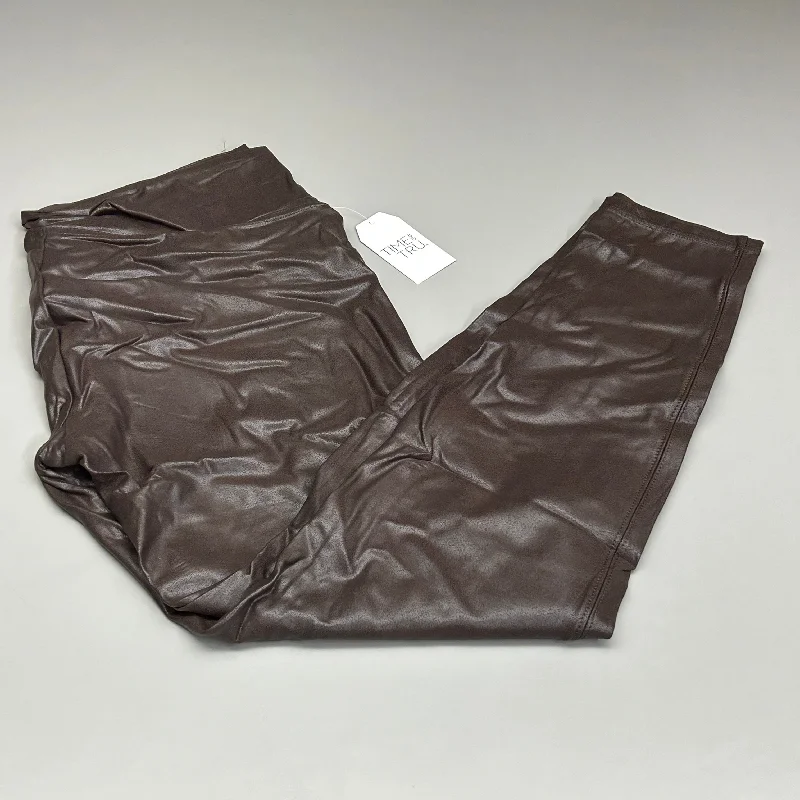TIME AND TRU Women's Faux Leather Leggings Sz XXL 20 Brown (New) Cozy Oversized Leggings