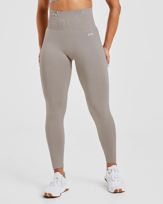 Empower Seamless Leggings - Taupe Comfortable Ribbed Sports Leggings