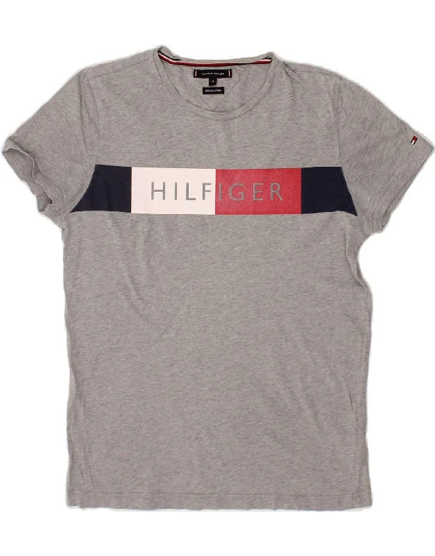TOMMY HILFIGER Mens Graphic T-Shirt Top Medium Grey Cotton Chenille Blend Fleece Blend Nylon Blend TOMMY HILFIGER Mens Graphic T-Shirt Top Medium Grey Cotton Chenille Blend Fleece Blend Nylon Blend