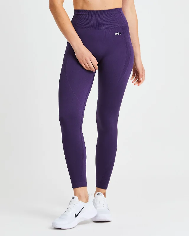 Balance V2 Seamless Leggings - Mulberry Purple Fashionable Leather-Look Leggings