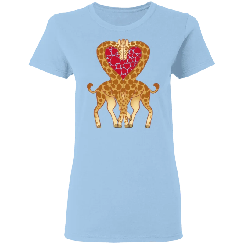 Cute Giraffe Heart Valentine Couple Gifts Ladies T-Shirt Chenille Blend Fleece Blend Nylon Blend Cute Giraffe Heart Valentine Couple Gifts Ladies T-Shirt Chenille Blend Fleece Blend Nylon Blend