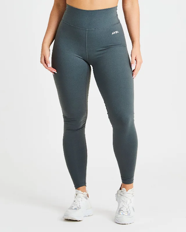 Core Leggings - Asphalt Grey Fashionable Lacy Detail Leggings