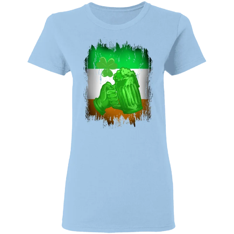Green Beer Ireland Flag Drunker St Patrick's Day Irish Gift Ladies T-Shirt Satin Blend Silk Blend Wool Blend