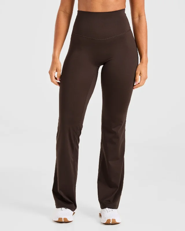 Sculpt Flared Leggings - Deep Cocoa Brown Fashionable Stretchy Fit Leggings