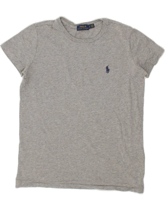 POLO RALPH LAUREN Womens T-Shirt Top UK 10 Small Grey Cotton Terry Blend Velvet Blend Canvas Blend