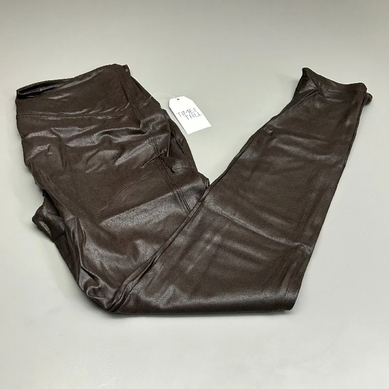 TIME AND TRU Women's Faux Leather Leggings Sz L 12-14 Brown (New) Comfortable Cold Weather Leggings
