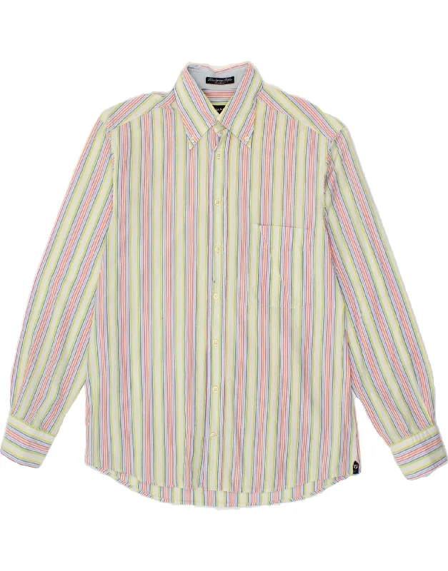 GANT Mens Regular Fit Shirt Small Multicoloured Striped Cotton Fleece Nylon Spandex