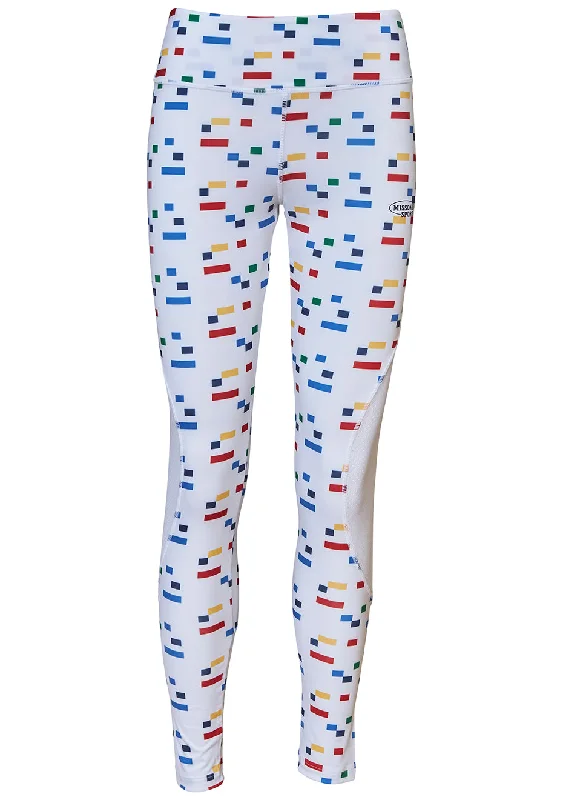 Multicoloured Print Leggings Stylish Side-Stripe Leggings