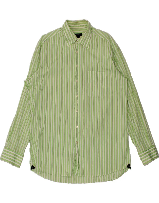 GANT Mens Shirt XL Green Striped Cotton Spandex Blend Rayon Blend Denim Blend