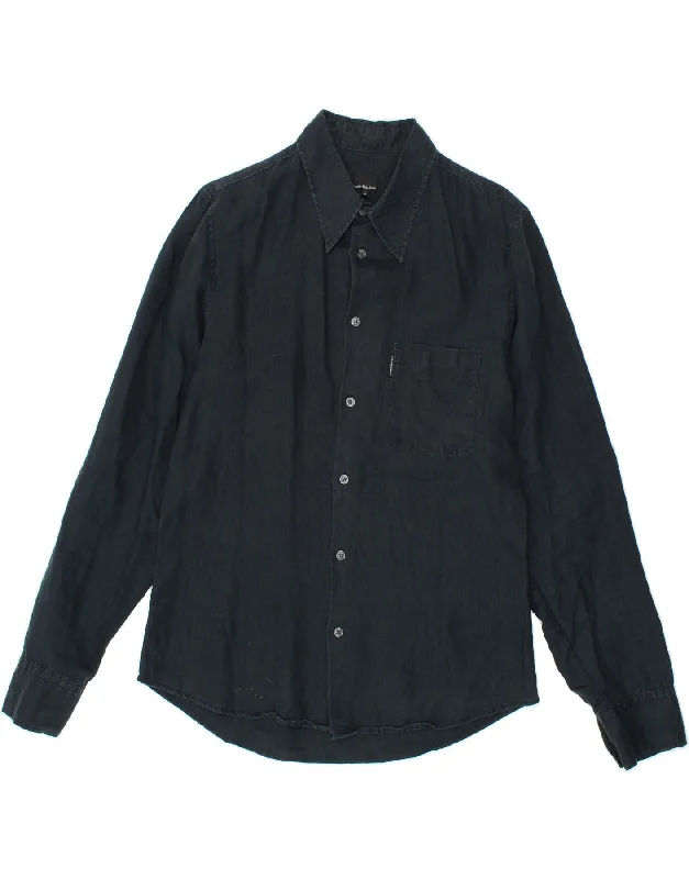 CALVIN KLEIN JEANS Mens Shirt Large Navy Blue Linen Wool Fabric Cashmere Fabric Tweed Fabric CALVIN KLEIN JEANS Mens Shirt Large Navy Blue Linen Wool Fabric Cashmere Fabric Tweed Fabric