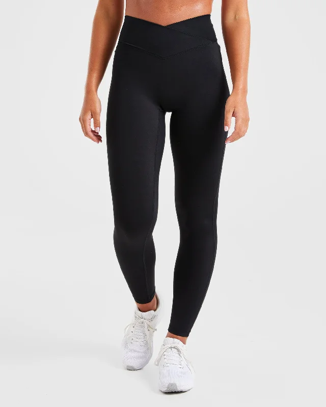 Sculpt Wrap Leggings - Black Trendy Seamless Sports Leggings