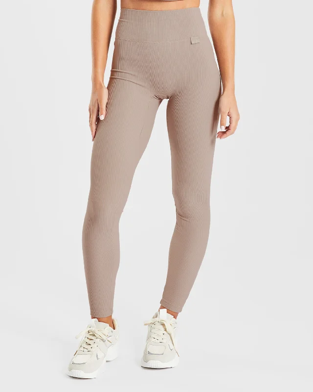 Sculpt Ribbed Leggings - Taupe Stylish Yoga Leggings