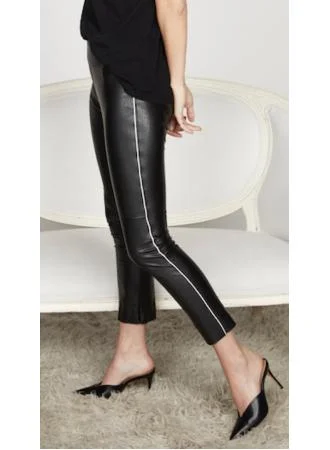 David Lerner - Gemma Midrise Skimmer Leggings w/ Piping in Black Cozy Oversized Leggings