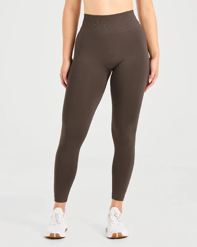 Power Seamless Leggings - Chestnut Brown Fashionable Quick-Dry Yoga Pants