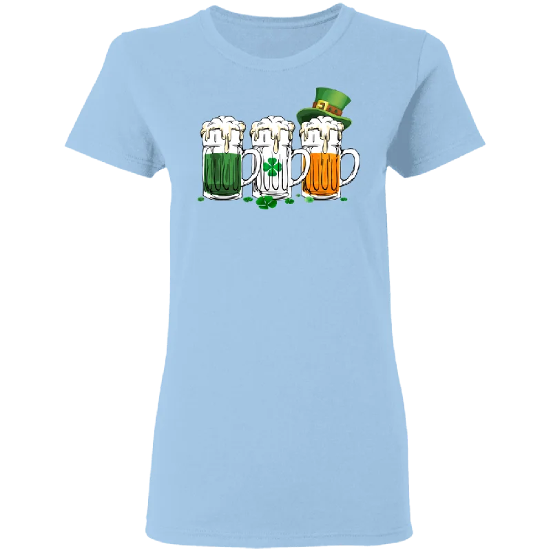 Leprechaun Shamrock Green Beer Drunker St Patrick's Day Irish Gifts Ladies T-Shirt Nylon Fabric Polyester Fabric Spandex Fabric