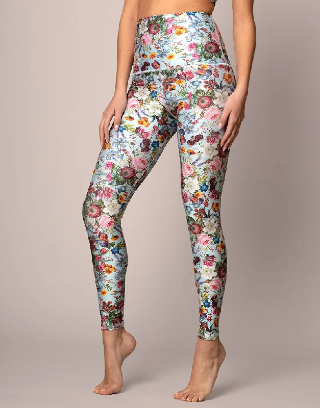 Zoe Blue Floral Legging Comfortable Slip-On Leggings