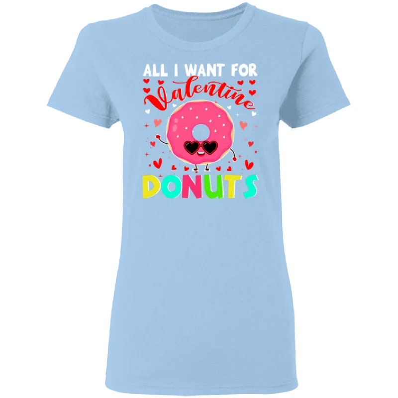 All I Want For Valentine Is Donuts Ladies T-Shirt Seamless Knitted Crochet