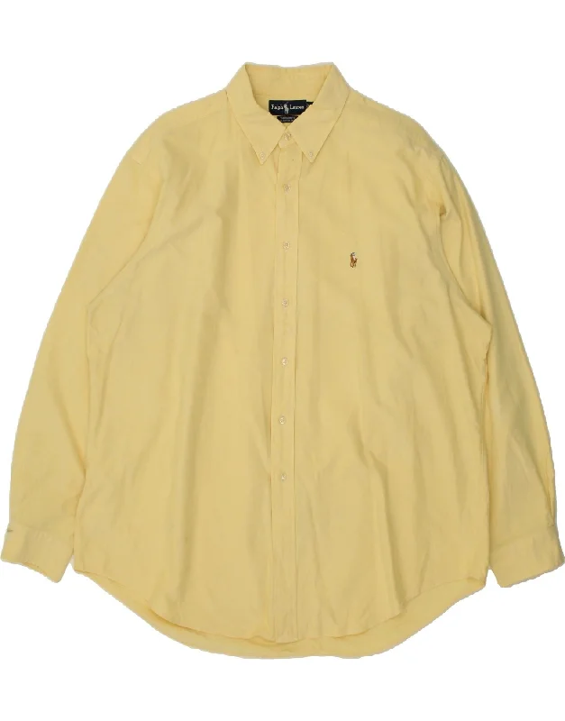 RALPH LAUREN Mens Yarmouth Loose Fit Shirt Size 18 2XL Yellow Cotton Graphic Embroidered Appliqued