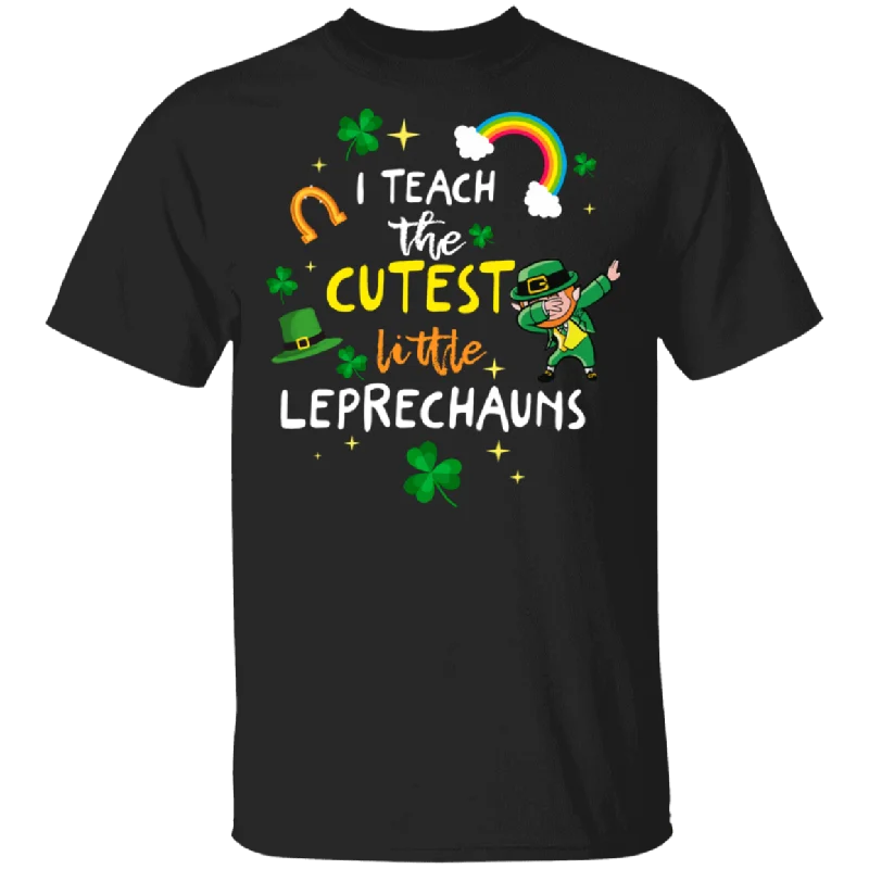I Teach The Cutest Little Leprechaun Teacher St Patricks Day T-Shirt Print Jacquard Patchwork