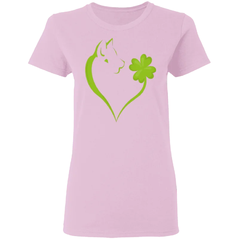 Dabbing Shamrock Dog Heart St Patrick's Day Irish Gifts Ladies T-Shirt Chenille Fabric Brocade Fabric Lace Fabric