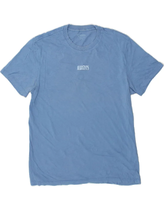 ALL SAINTS Mens Relaxed Fit T-Shirt Top Small Blue Cotton Oversized T-Shirt Spandex breathable
