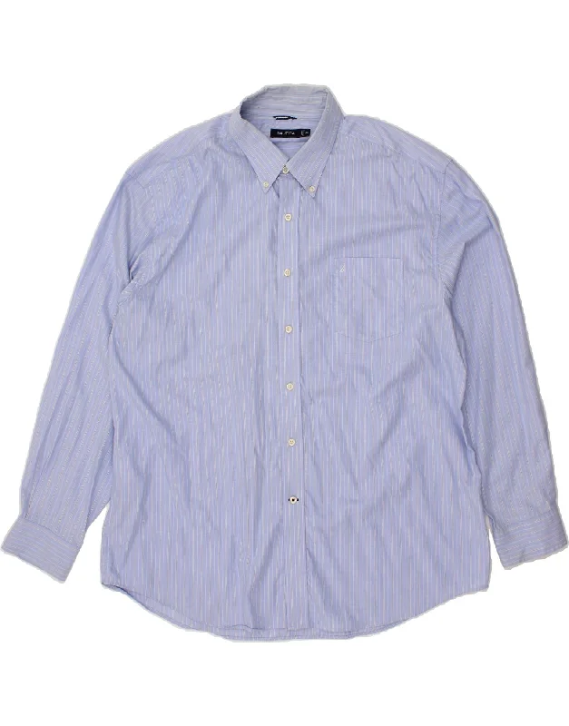 NAUTICA Mens Shirt 2XL Purple Striped Cotton Jersey Fabric Tulle Fabric Batik Fabric