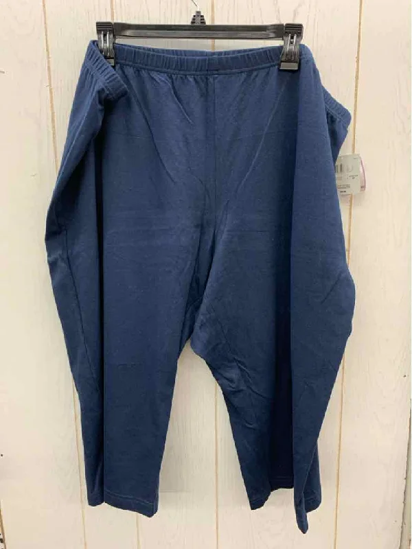 Basic Editions Blue Womens Size 3X Leggings Trendy Adjustable Waist Leggings