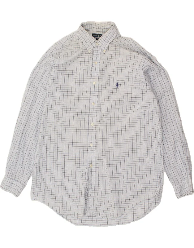 RALPH LAUREN Mens Yarmouth Loose Fit Shirt Size 16 1/2 Large Blue Check Jersey Fabric Tulle Fabric Batik Fabric RALPH LAUREN Mens Yarmouth Loose Fit Shirt Size 16 1/2 Large Blue Check Jersey Fabric Tulle Fabric Batik Fabric